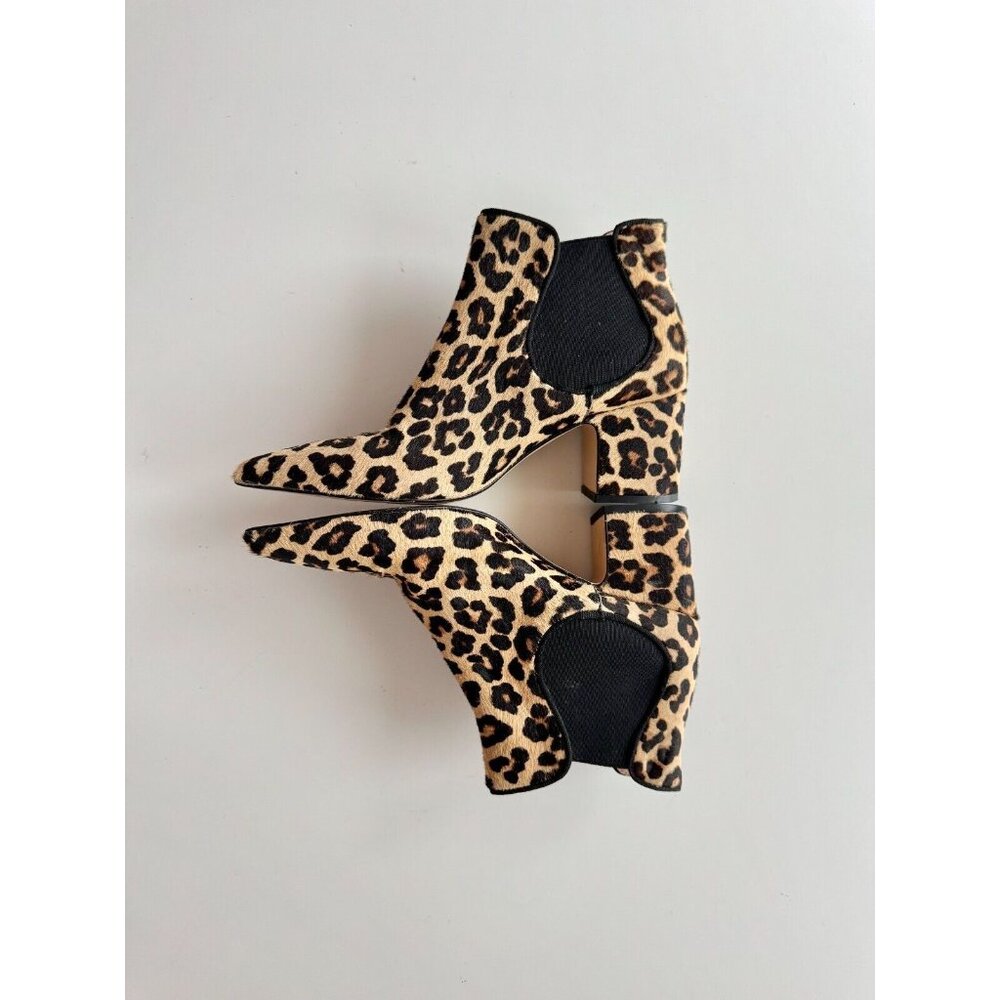ZARA Leopard Print Calf Hair Leather Block Heel Chelsea Ankle Boots, Size 37 - Picture 9 of 15